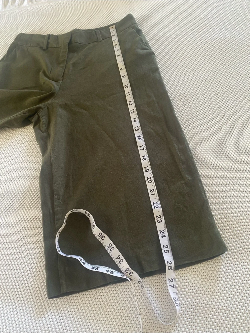 Zara Olive Linen Blend Wide Leg Capri Pants Medium